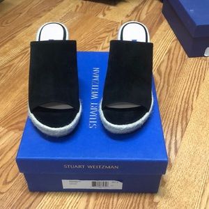 NWT Marabella black suede espadrilles wedges